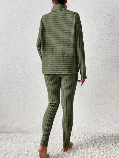 Ribbed Turtleneck Top & Pants Set