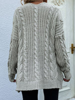 Load image into Gallery viewer, Cable-Knit Open Front Cardigan with Front Pockets
