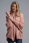Dolman Sleeve Open Front Ribbed Longline Cardigan