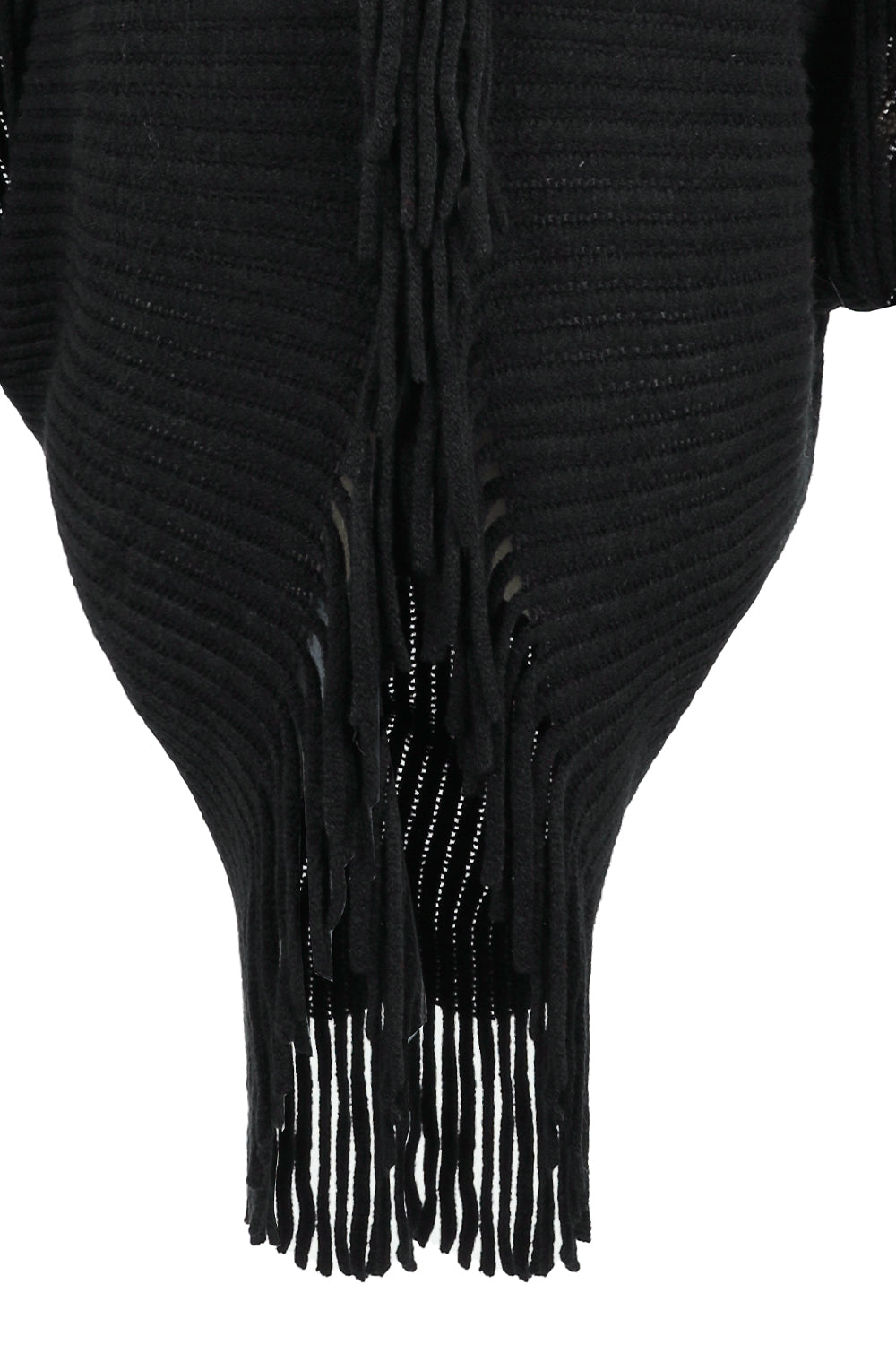 Fringe Detail Ribbed Poncho