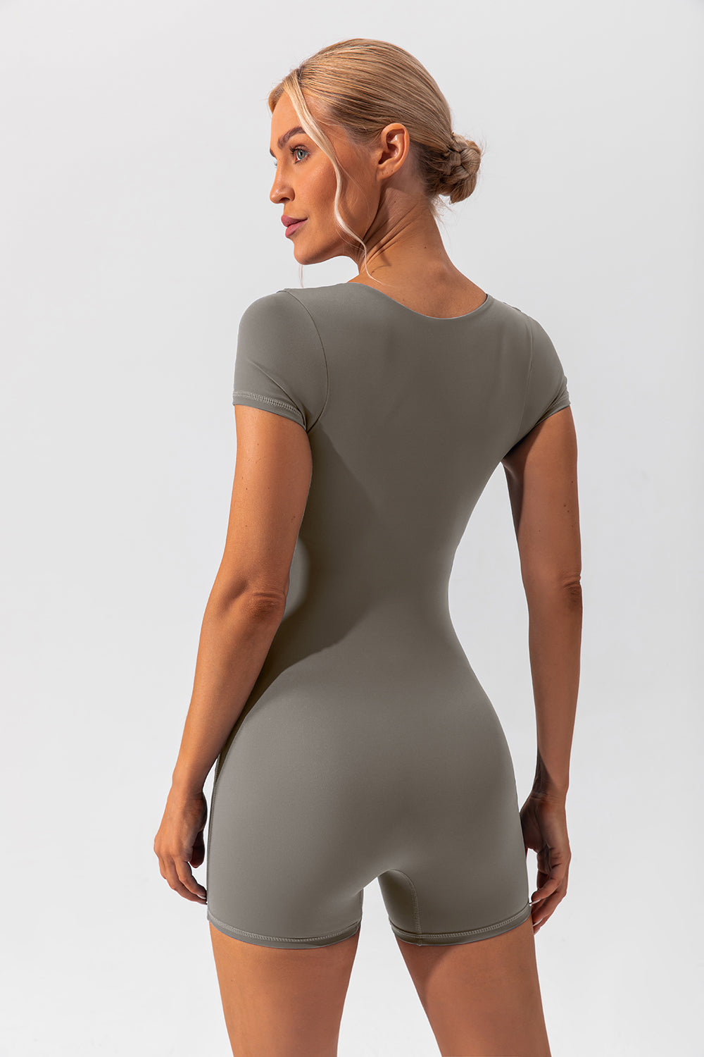 Square Neck Short Sleeve Active Romper