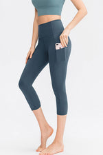 Load image into Gallery viewer, Wide Waistband Cropped Active Leggings with Pockets
