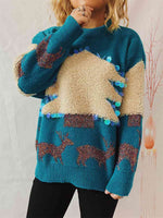 Load image into Gallery viewer, Sequin Christmas Tree &amp; Reindeer Round Neck Sweater
