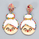 Load image into Gallery viewer, Rhinestone Alloy Mrs. Claus Earrings
