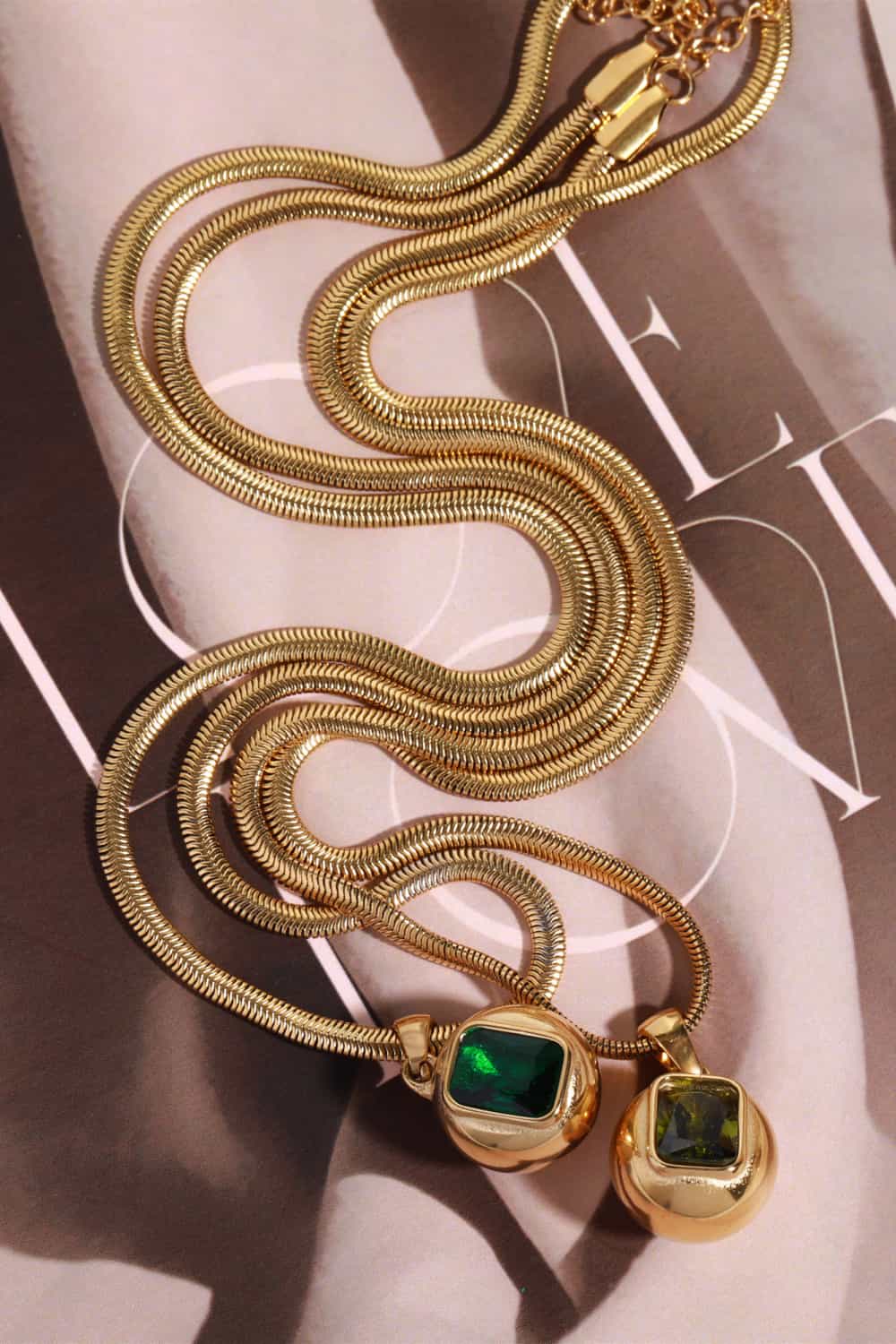 Zircon 18K Gold-Plated Geometrical Pendant Necklace