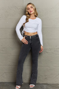 Two-Button Flare Jeans Pants