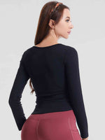 Load image into Gallery viewer, Notched Neck Ruched Sports Top
