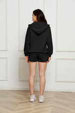 Load image into Gallery viewer, Zip Up Drawstring Hoodie and Shorts Set
