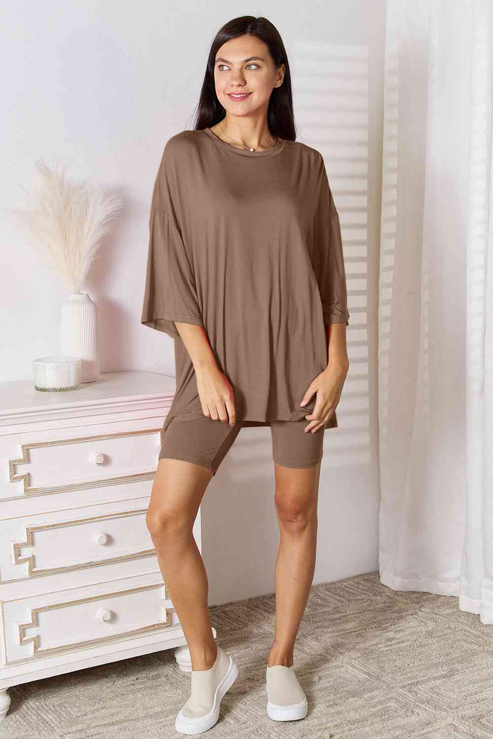 Three-Quarter Sleeve Top and Shorts Set