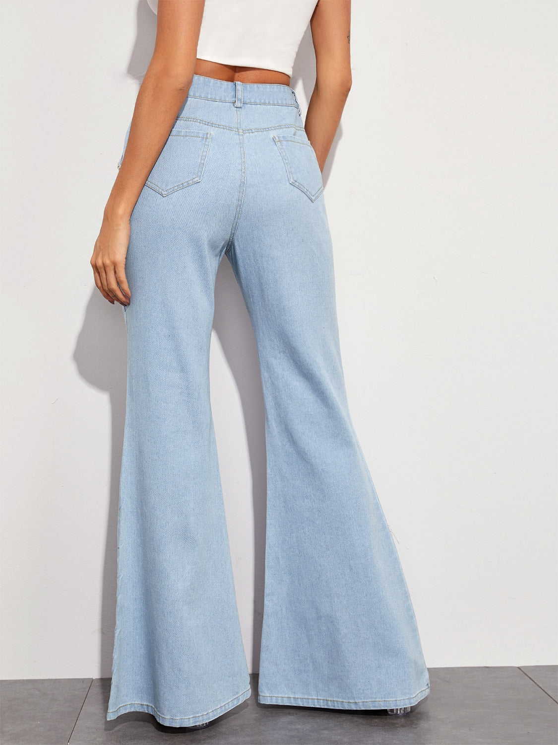 Button Fly Wide Leg Jeans Pants