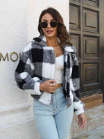 Load image into Gallery viewer, Plaid Dropped Shoulder Buttoned Jacket

