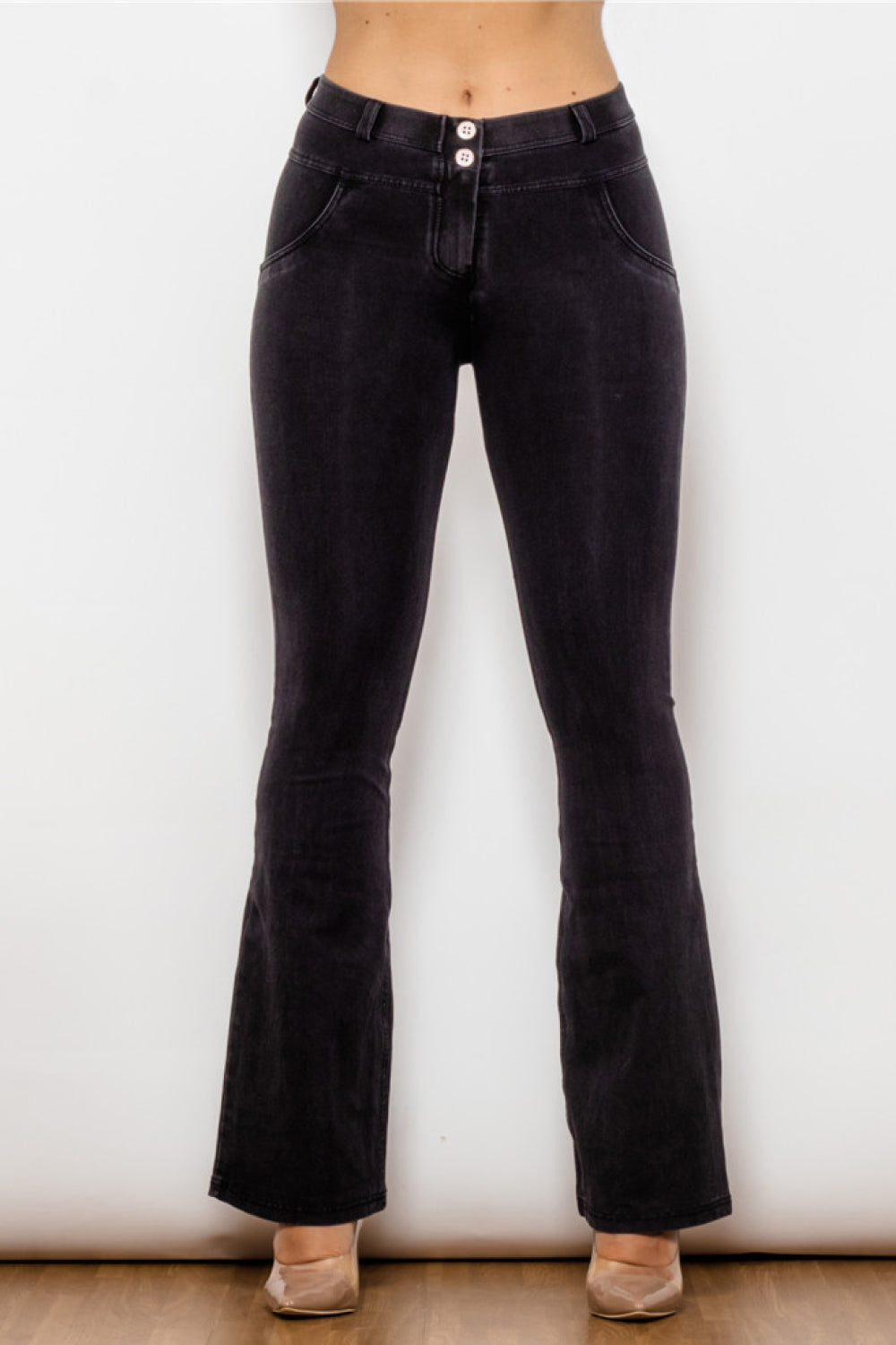 Buttoned Flare Jeans Pants