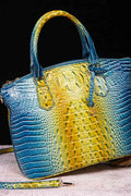 Croc-Embossed Gradient PU Leather Handbag – Luxe Fade Finish