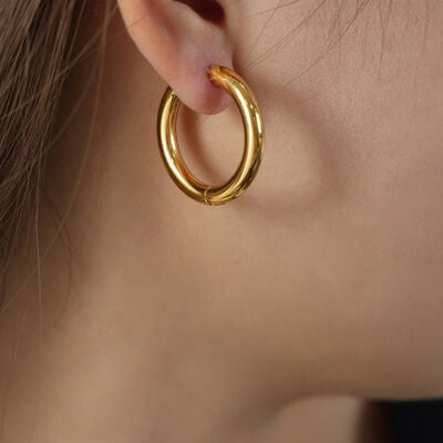 18K Gold-Plated Chunky Huggie Earrings