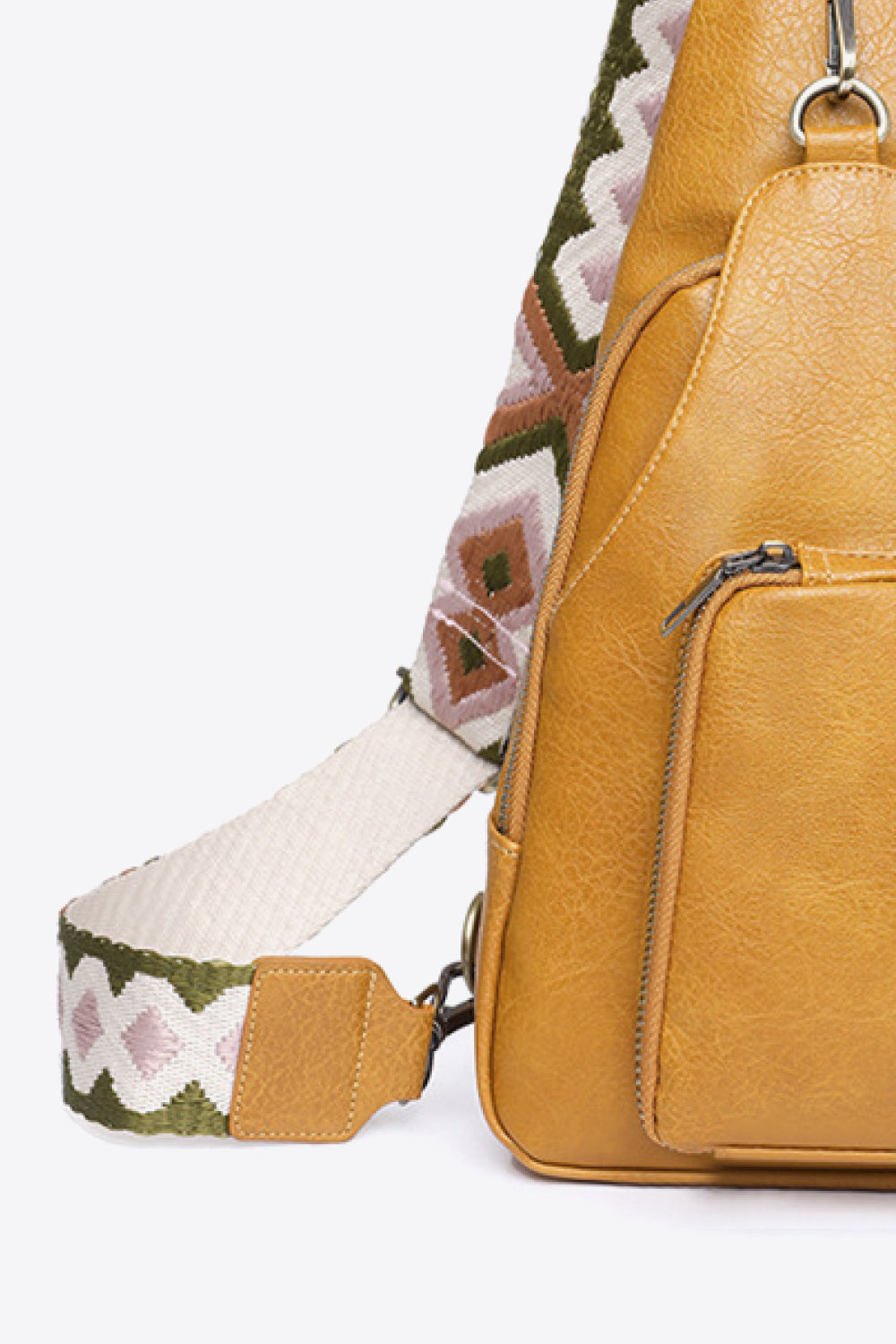 Structured Faux Leather Sling Shoulder Bag