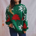 Load image into Gallery viewer, Snowflake Round Neck Long Sleeve Sweater

