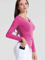 Load image into Gallery viewer, Notched Neck Ruched Sports Top
