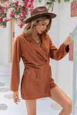 Load image into Gallery viewer, Lapel Collar Long Sleeve Romper
