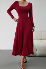 Load image into Gallery viewer, Scoop Neck Long Sleeve Lace-Up Maxi Dress
