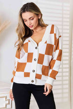 Load image into Gallery viewer, Plaid V-Neck Cardigan
