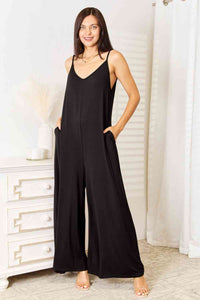 Spaghetti Strap Tied Wide Leg Jumpsuit