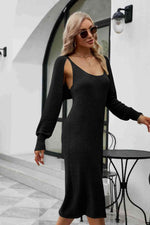 Load image into Gallery viewer, Knit Slit Tank Dress and Bolero Set
