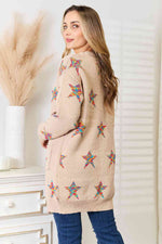 Load image into Gallery viewer, Star Pattern Open Front Longline Cardigan
