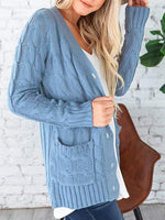 Load image into Gallery viewer, Cable-Knit Cardigan with Pockets
