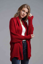 Load image into Gallery viewer, Double Take Dolman Sleeve Open Front Ribbed Trim Longline Cardigan
