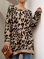 Load image into Gallery viewer, Leopard Round Neck Tunic Sweater

