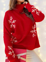 Load image into Gallery viewer, Snowflake Print Turtleneck Sweater

