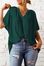 Load image into Gallery viewer, Notched Neck Flutter Sleeve Top
