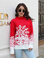 Load image into Gallery viewer, Snowflake Pattern Mock Neck Sweater
