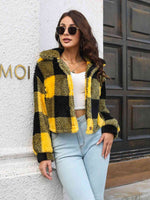 Load image into Gallery viewer, Plaid Dropped Shoulder Buttoned Jacket
