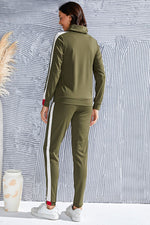 Load image into Gallery viewer, Mock Neck Long Sleeve Top and Side Stripe Pants Set
