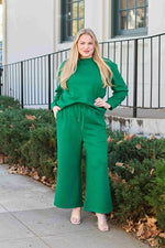 Load image into Gallery viewer, Textured Long Sleeve Top and Drawstring Pants Set
