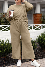 Load image into Gallery viewer, Textured Long Sleeve Top and Drawstring Pants Set
