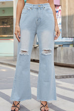 Load image into Gallery viewer, Distressed Buttoned Loose Fit Jeans Pants
