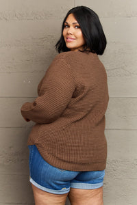 Plus Size High Low Waffle Knit Sweater