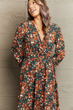 Load image into Gallery viewer, Printed Surplice Neck Long Sleeve Dress
