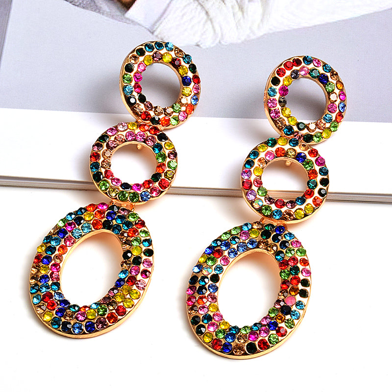 Round Multicolor Crystal Statement Earrings