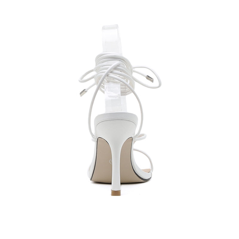 Lace-Up Wrap Stiletto Sandals | Square Toe Cross-Strap Heels