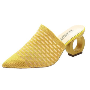 Pointed-Toe Fretwork Heels