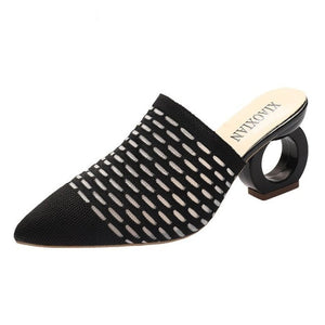 Pointed-Toe Fretwork Heels