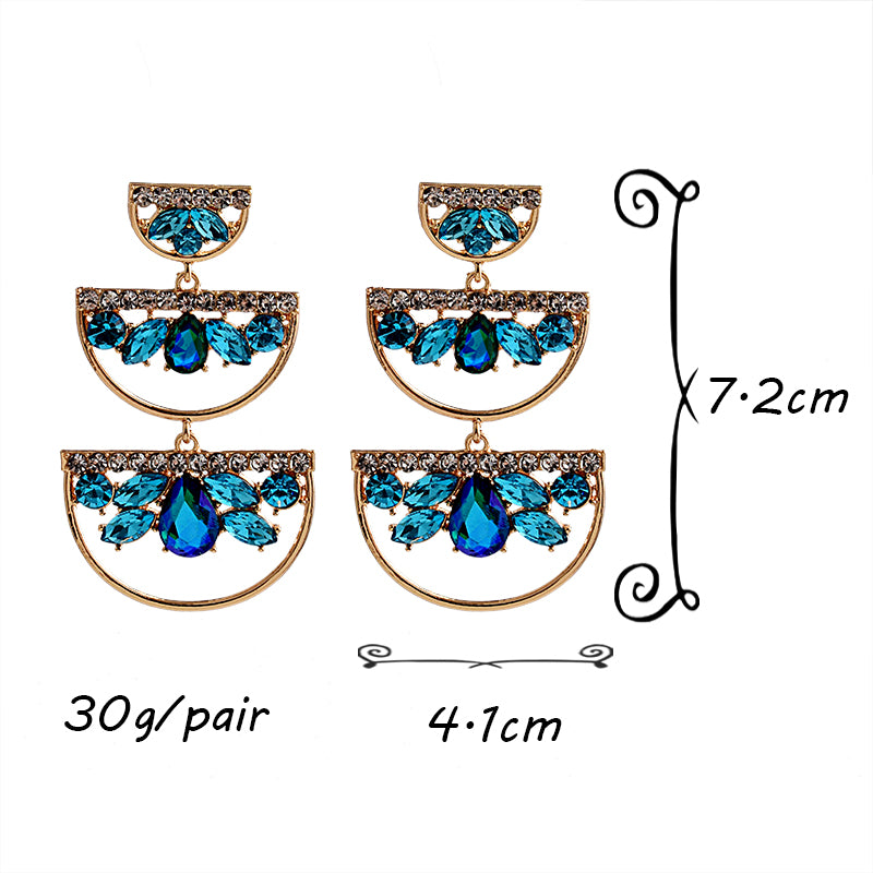 Long Irregular Rhinestone Crystal Drop Earrings — Colorful