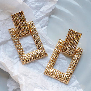 Athena Square Gold Earrings