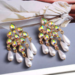 Load image into Gallery viewer, Pearl Dangle Statement Earrings
