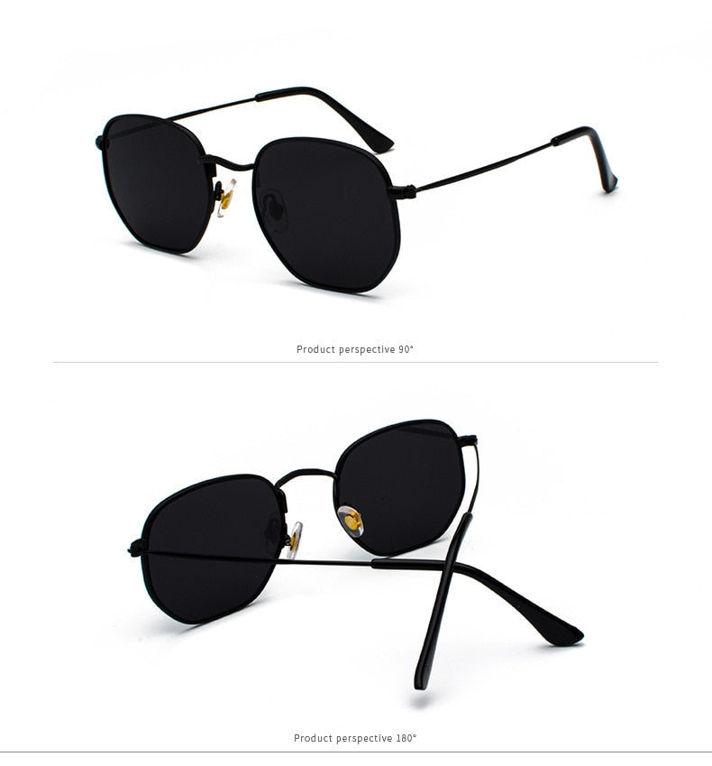 Hexagonal Metal Frame Sunglasses | Photochromic Lens | Gold & Black | The PM Edit