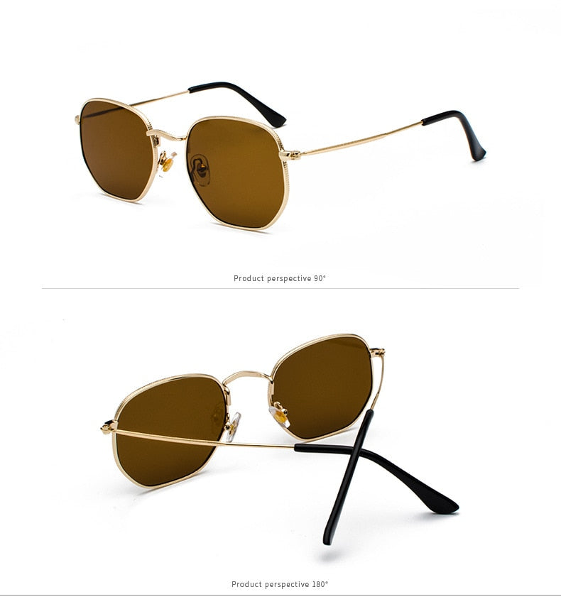 Hexagonal Metal Frame Sunglasses | Photochromic Lens | Gold & Black | The PM Edit
