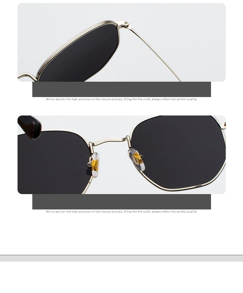 Hexagonal Metal Frame Sunglasses | Photochromic Lens | Gold & Black | The PM Edit